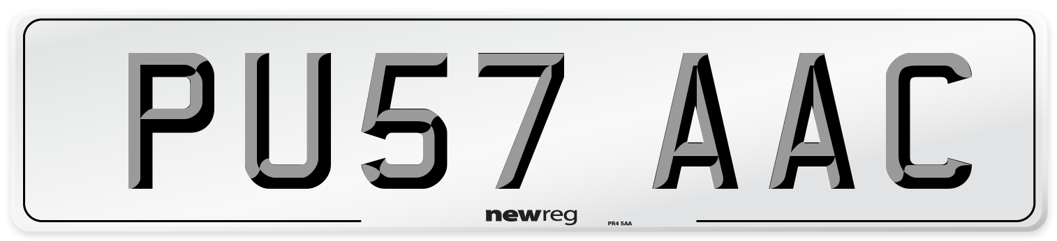 PU57 AAC Number Plate from New Reg